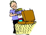 A youth packing for holiday